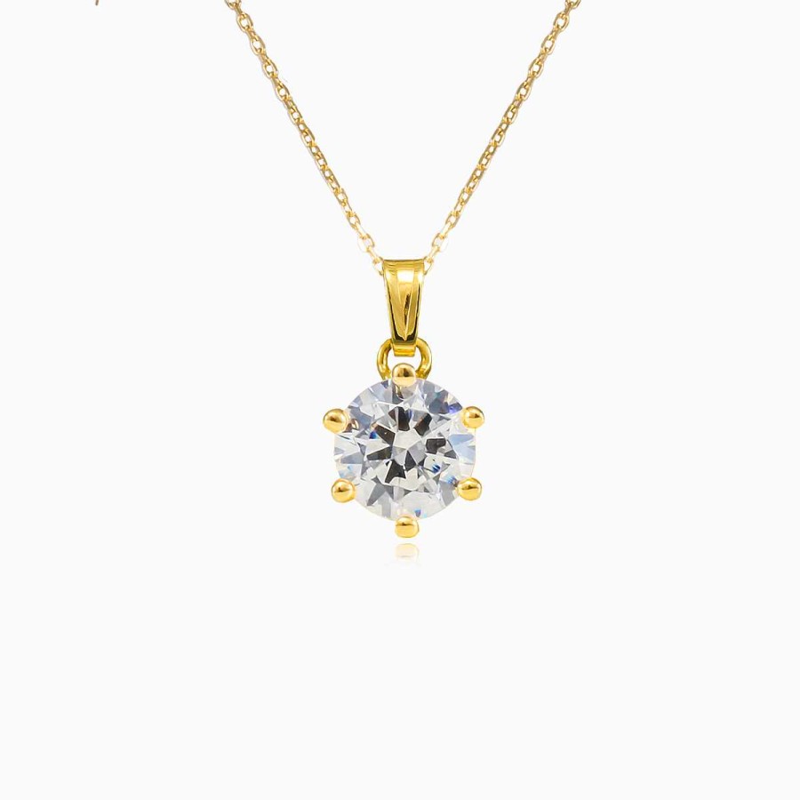 Woman Monte Cristo | Six Prong Gold Pendant