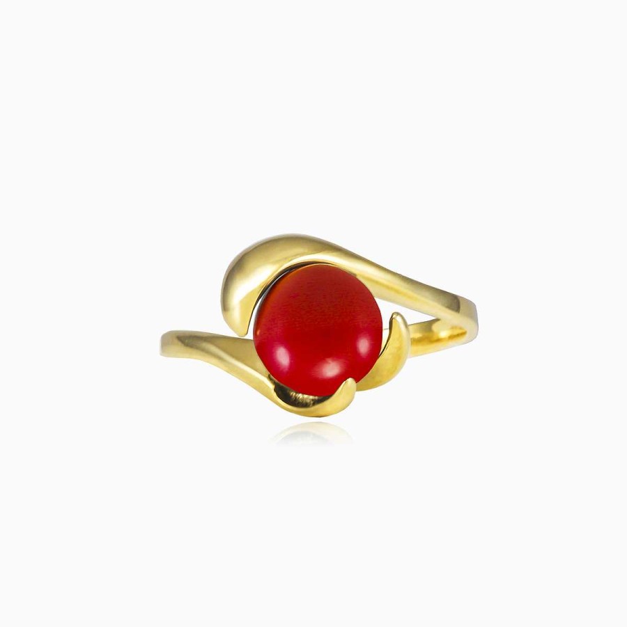 Woman Monte Cristo | Unique Red Coral Ring