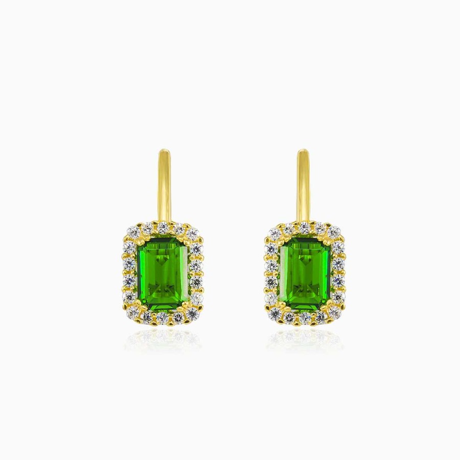 Woman Monte Cristo | Rectangle Green Quartz Gold Earrings