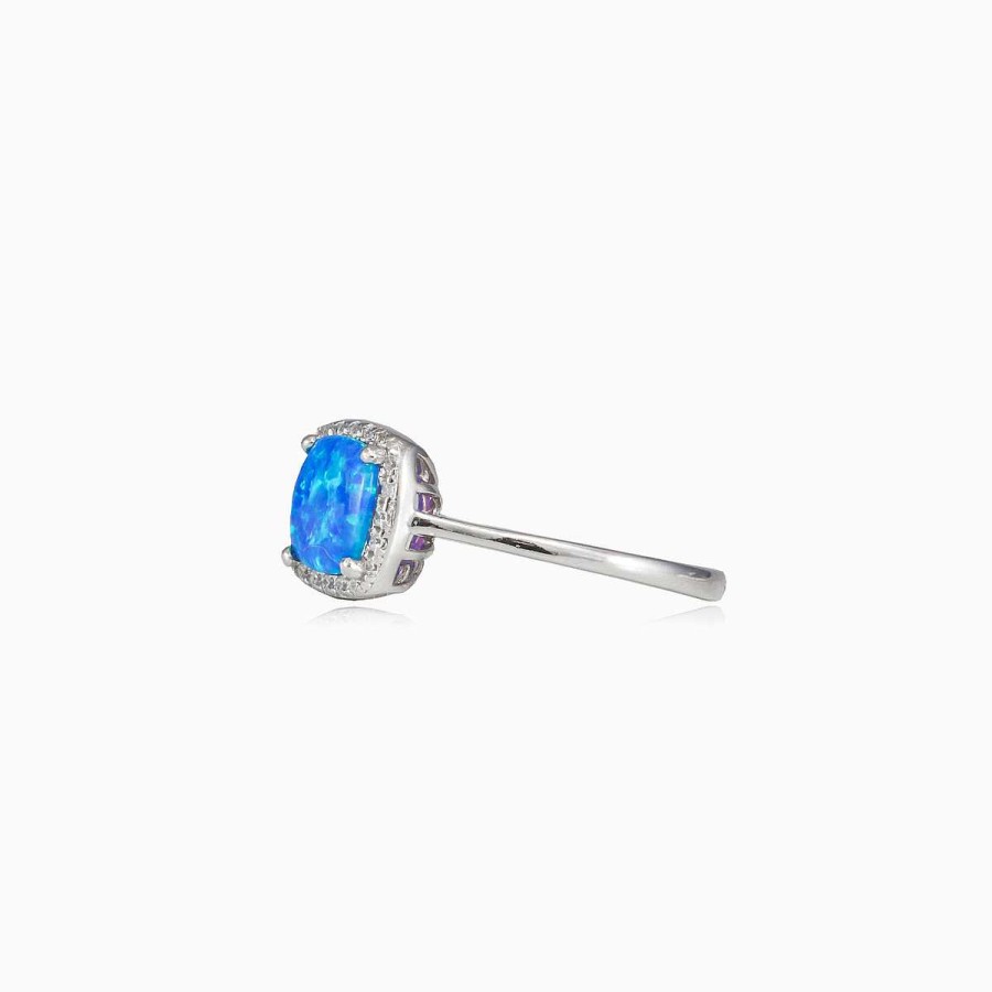 Woman Monte Cristo | Square Soft Blue Opal Ring