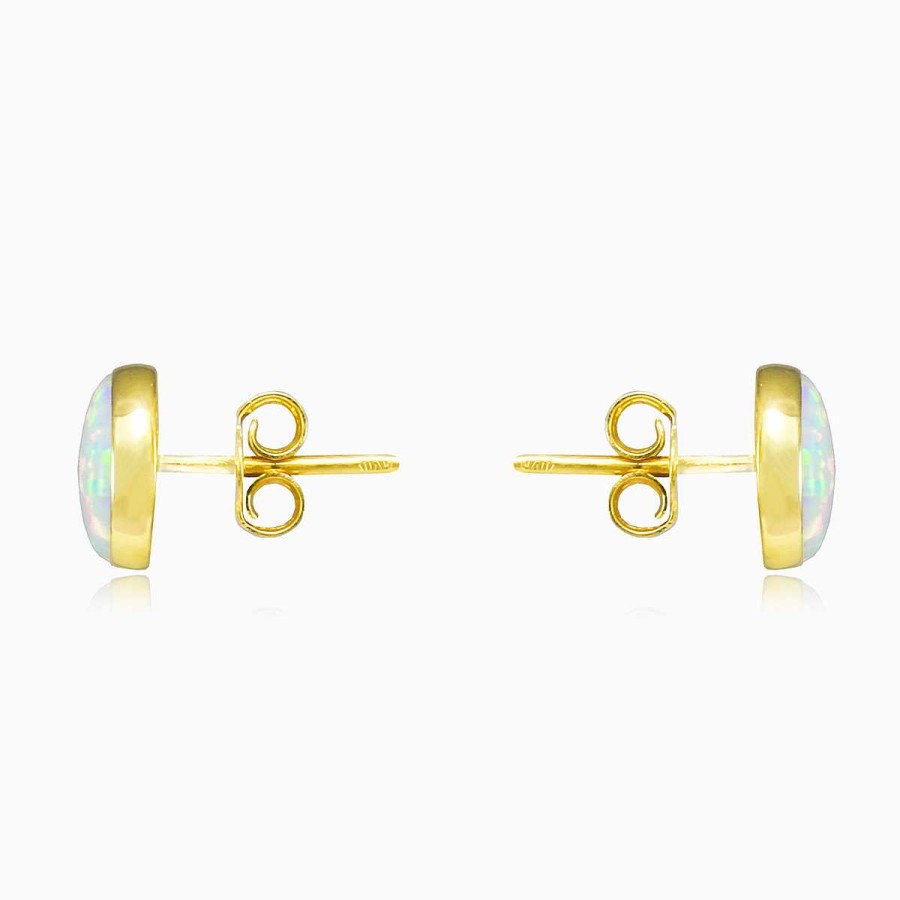 Woman Monte Cristo | Round White Opal Gold Earrings