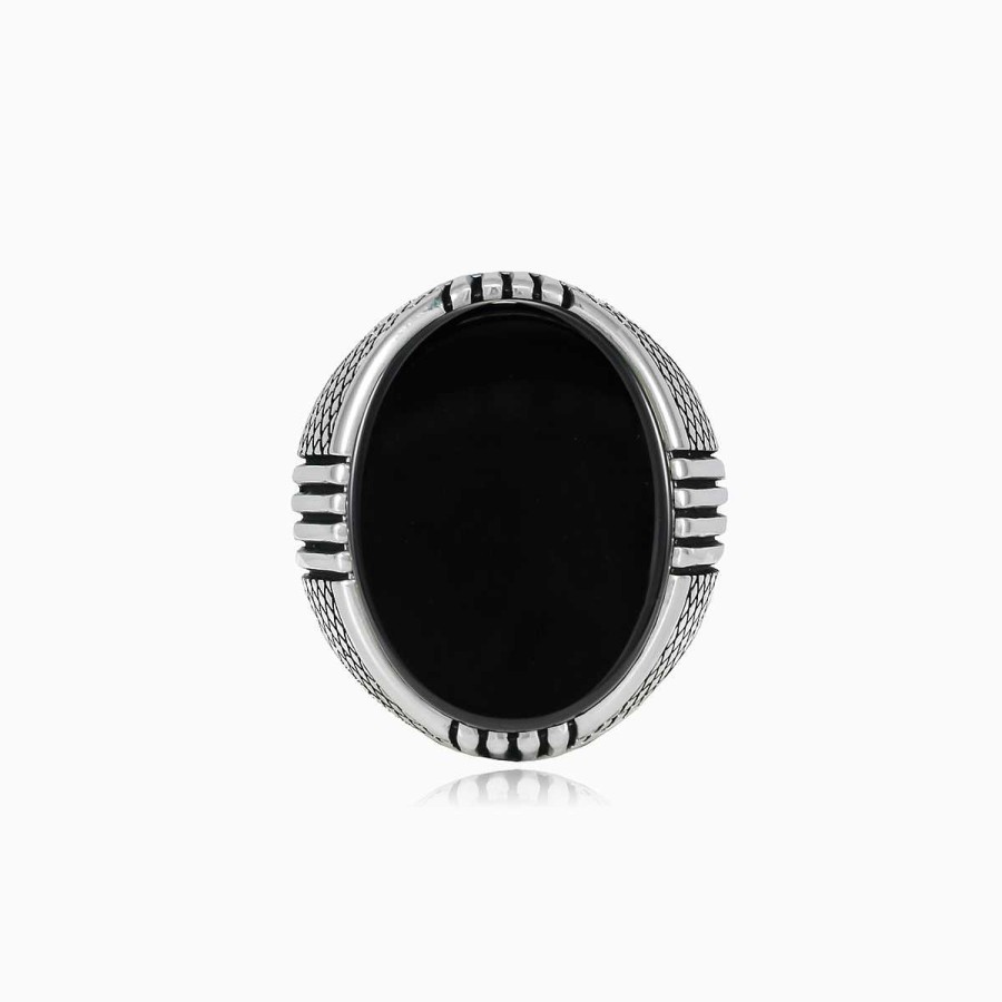 Man Monte Cristo | Four Lines Onyx Ring