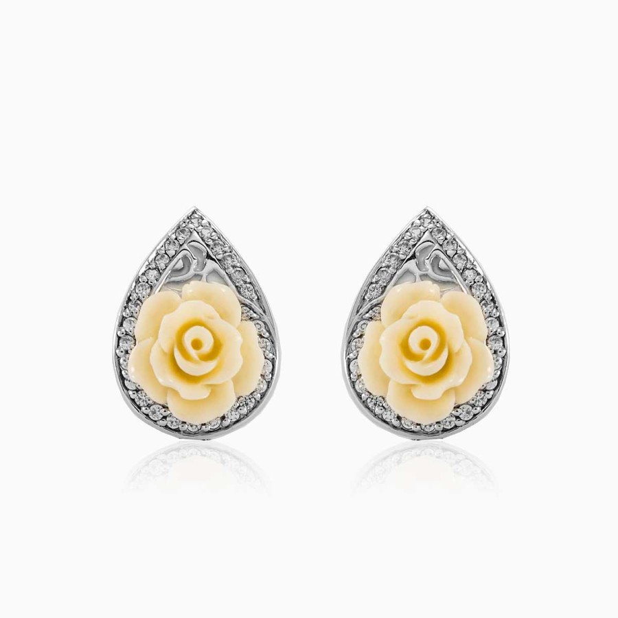 Woman Monte Cristo | White Rose Earrings