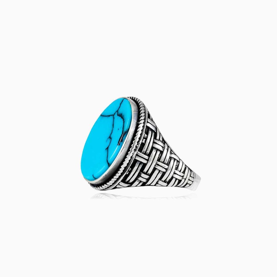 Man Monte Cristo | Threaded Oval Turquoise Ring