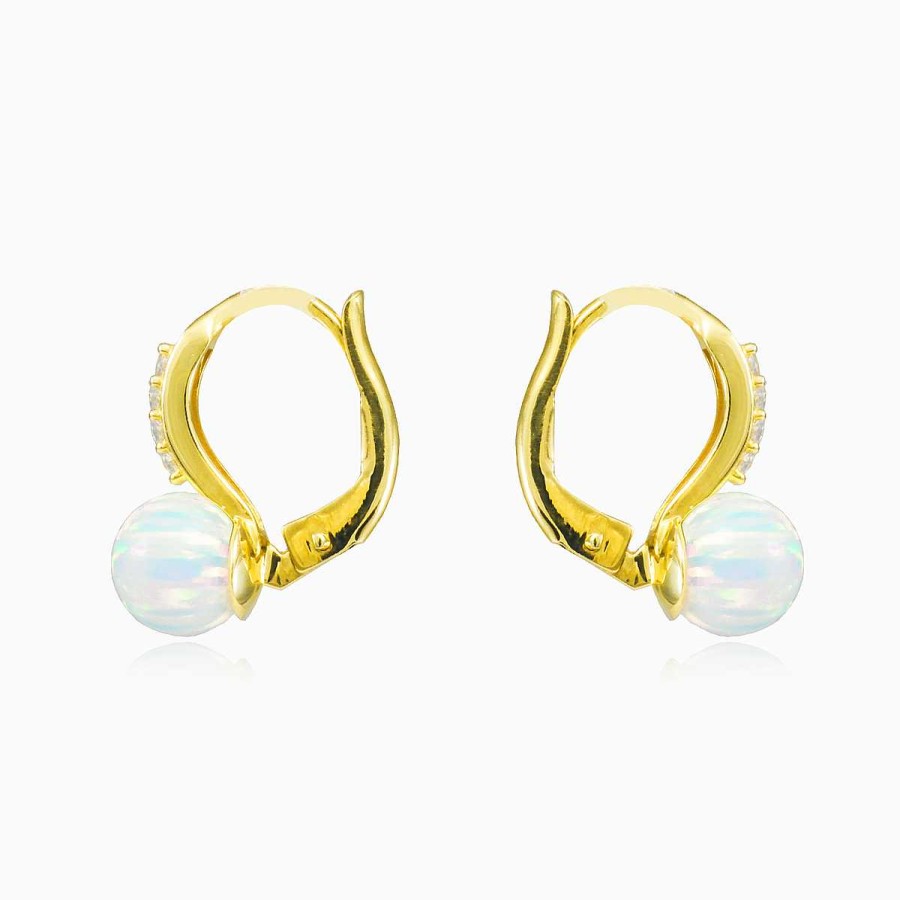 Woman Monte Cristo | Accent Gold White Opal Earrings