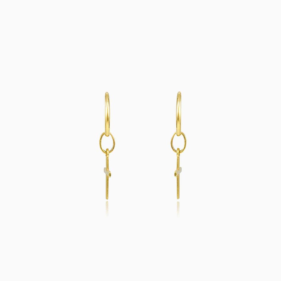 Woman Monte Cristo | Plain Gold Cross Earrings