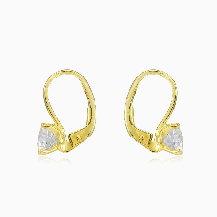 Woman Monte Cristo | Four Prong Gold Drop Earrings