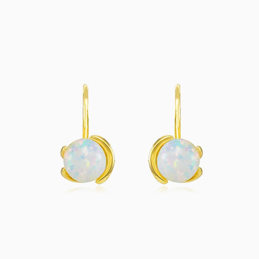 Woman Monte Cristo | Unique White Opal Earrings