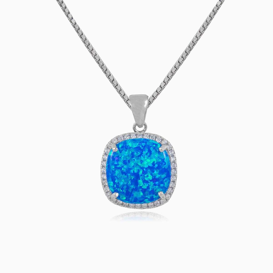 Woman Monte Cristo | Square Blue Opal Pendant