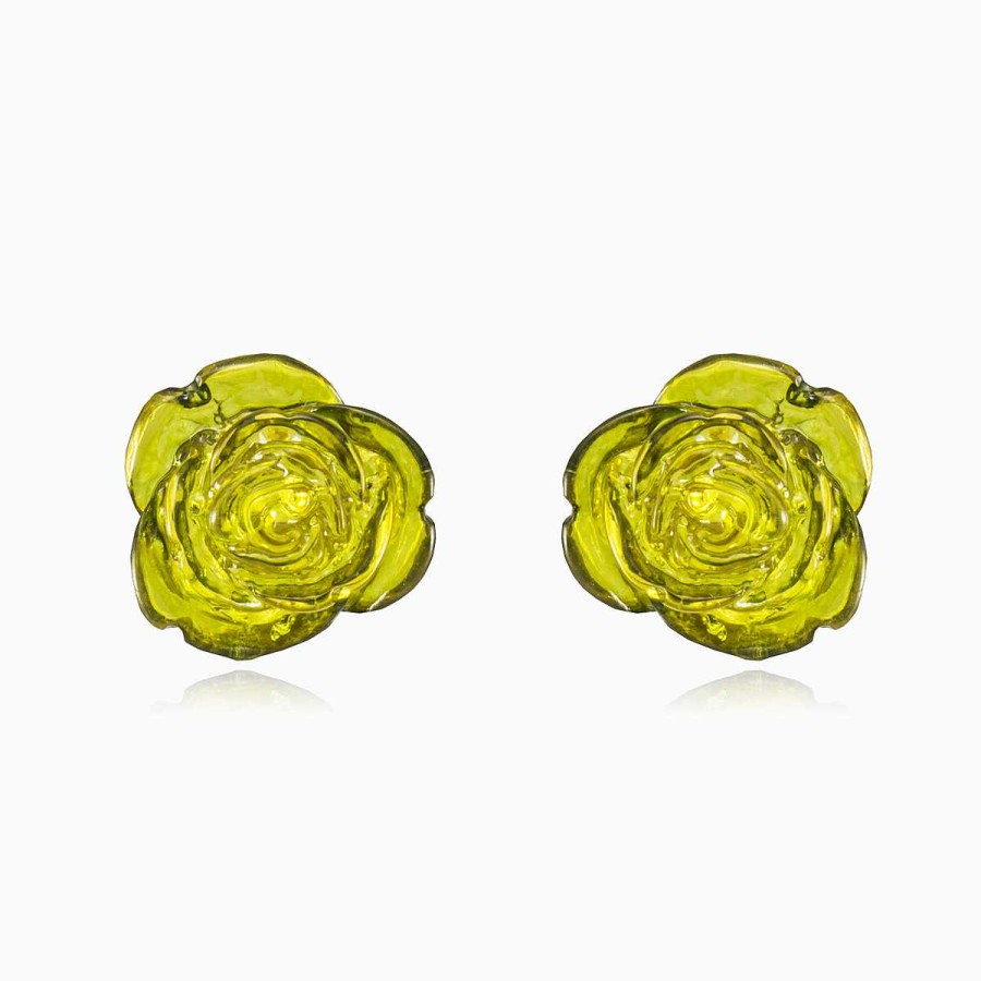 Woman Monte Cristo | Moldavite Rose Earrings