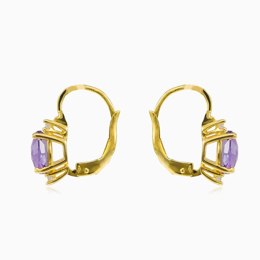 Woman Monte Cristo | Oval Briolette Amethyst Gold Earrings