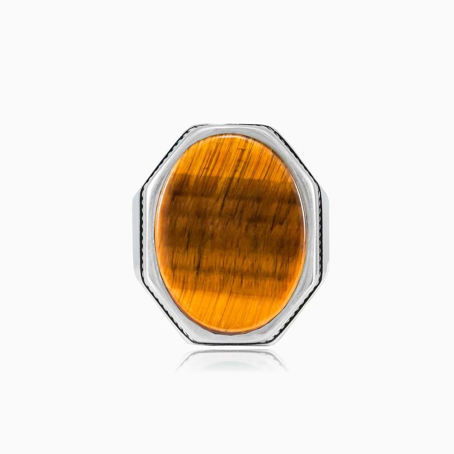 Man Monte Cristo | Flat Octagonal Tiger Eye Ring