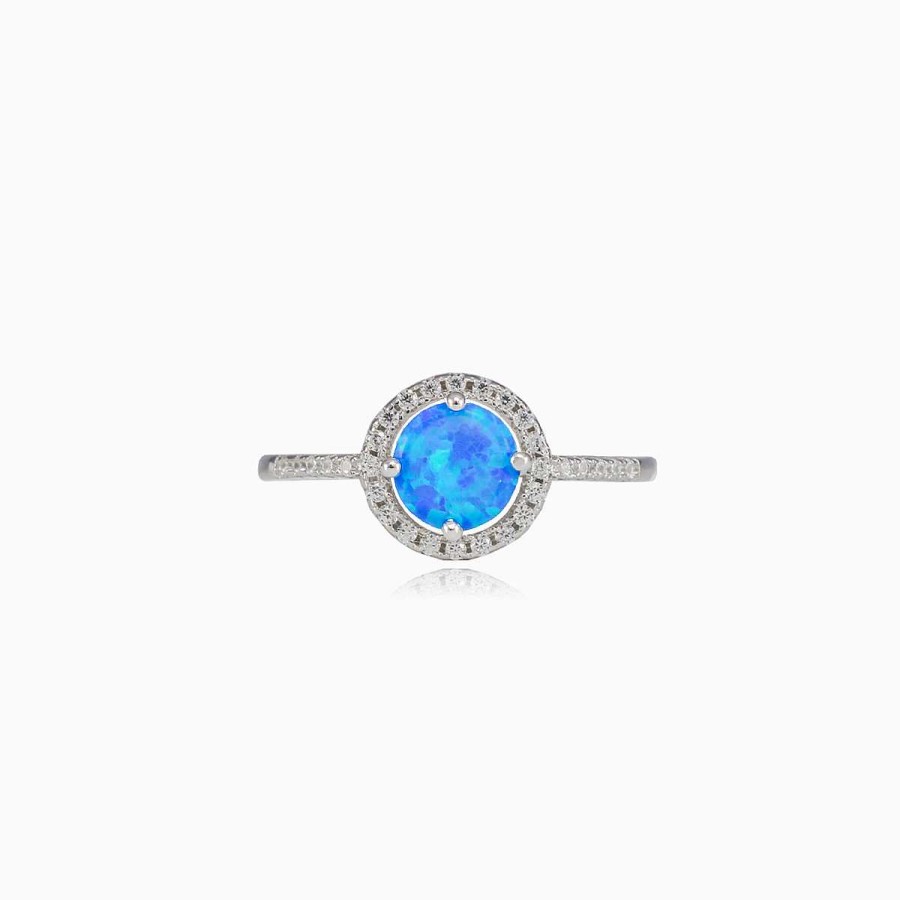 Woman Monte Cristo | Tiny Round Royal Blue Opal Ring