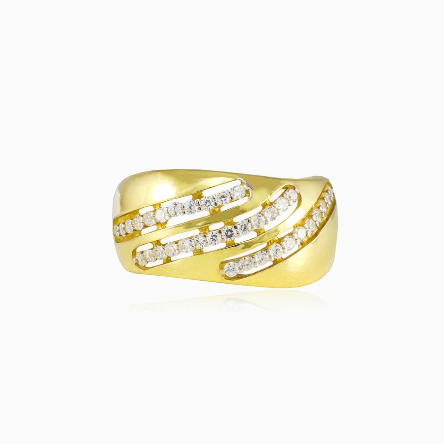 Woman Monte Cristo | Three Crystal Waves Gold Ring