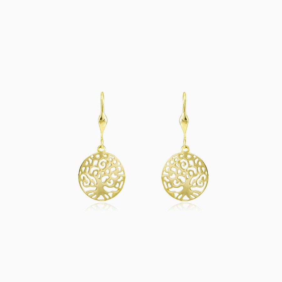 Woman Monte Cristo | Simple Tree Of Life Gold Earrings