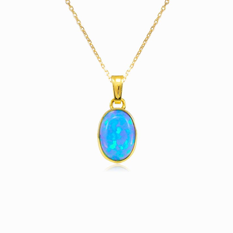 Woman Monte Cristo | Simple Blue Opal Gold Pendant