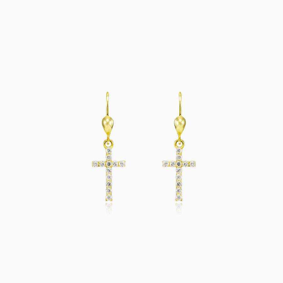 Woman Monte Cristo | Crystal Cross Gold Earrings