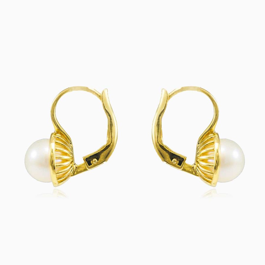 Woman Monte Cristo | Simple Gold Pearl Earrings