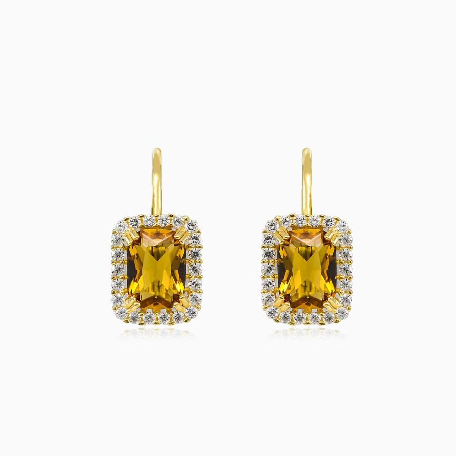 Woman Monte Cristo | Halo Radiant Citrine Earrings