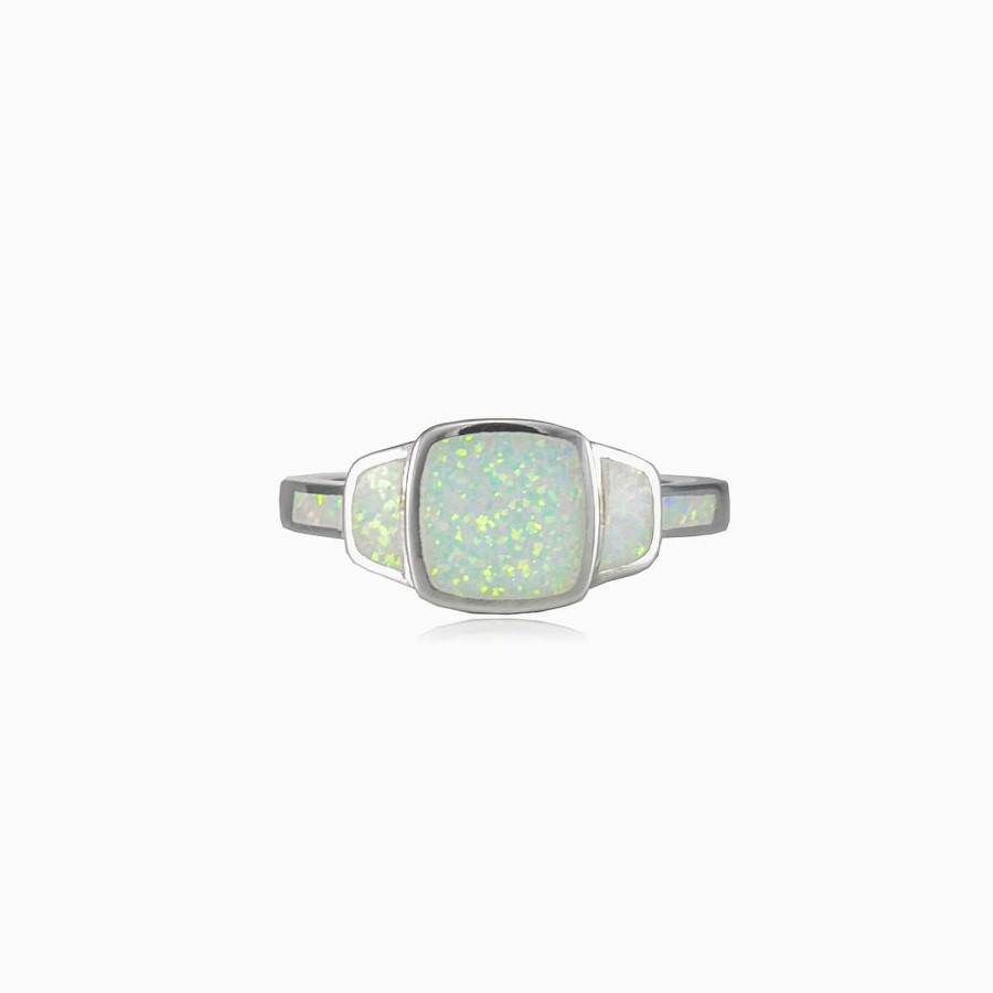 Woman Monte Cristo | Square White Opal Ring