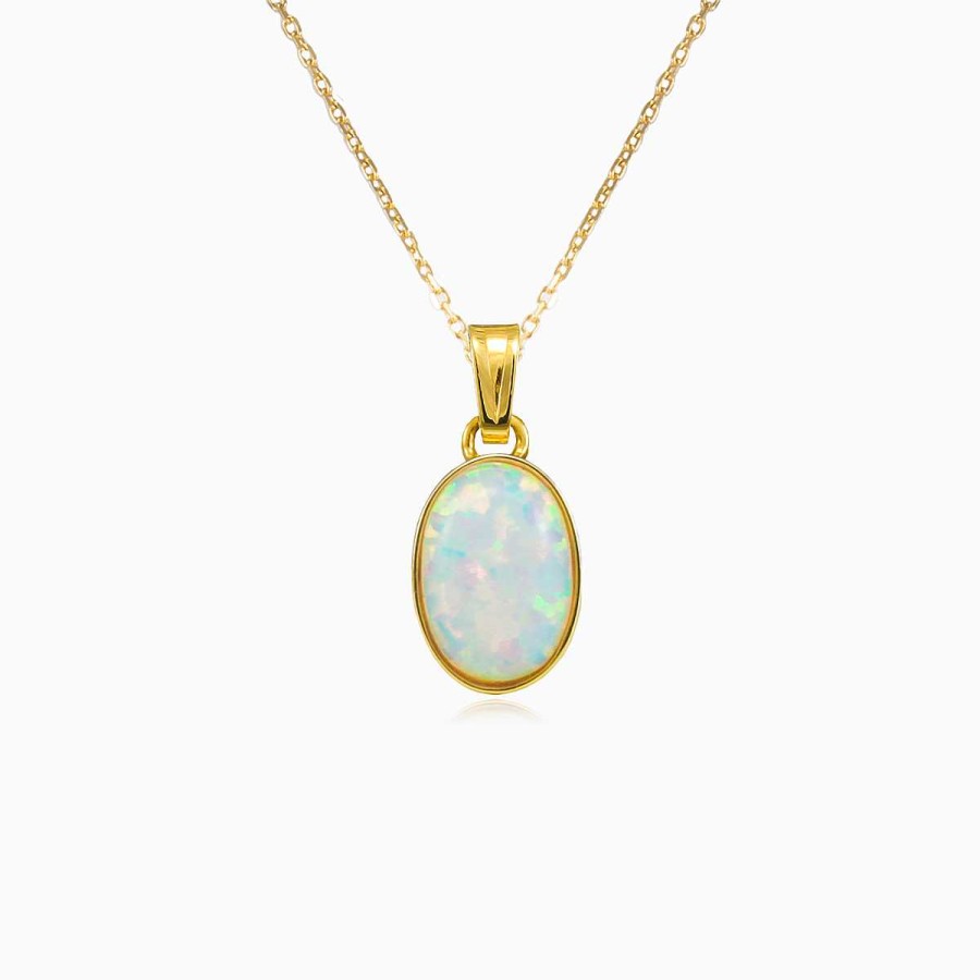 Woman Monte Cristo | Simple White Opal Gold Pendant