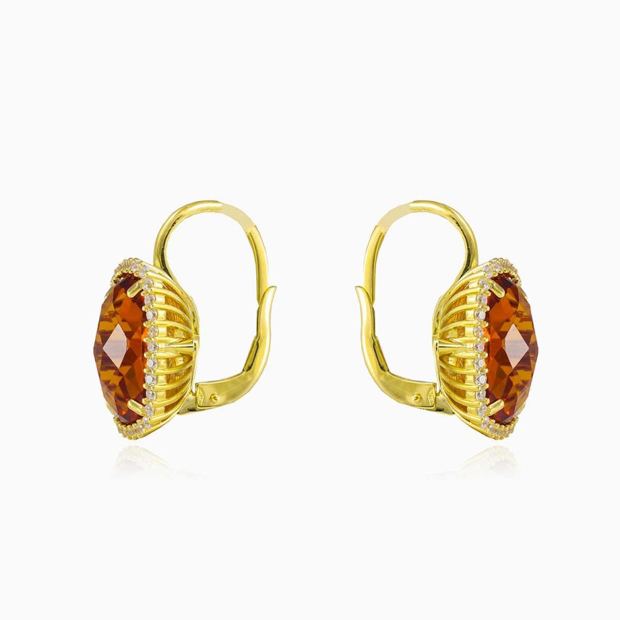 Woman Monte Cristo | Massive Cushion Citrine Gold Earrings