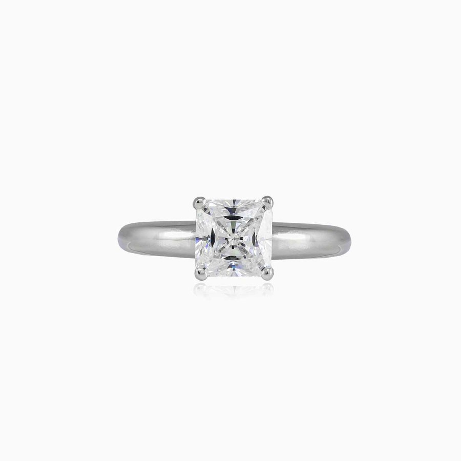 Woman Monte Cristo | Princess-Cut Crystal White Gold Ring