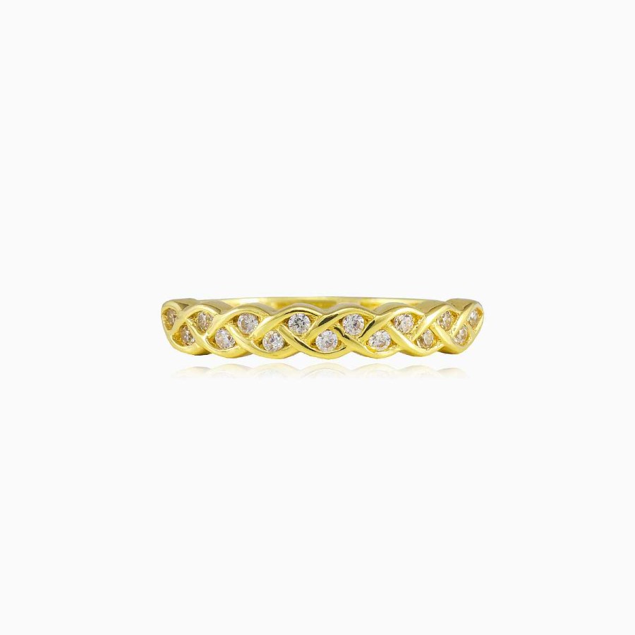 Woman Monte Cristo | Braided Gold Crystal Ring