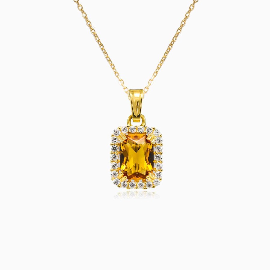 Woman Monte Cristo | Halo Radiant Citrine Pendant