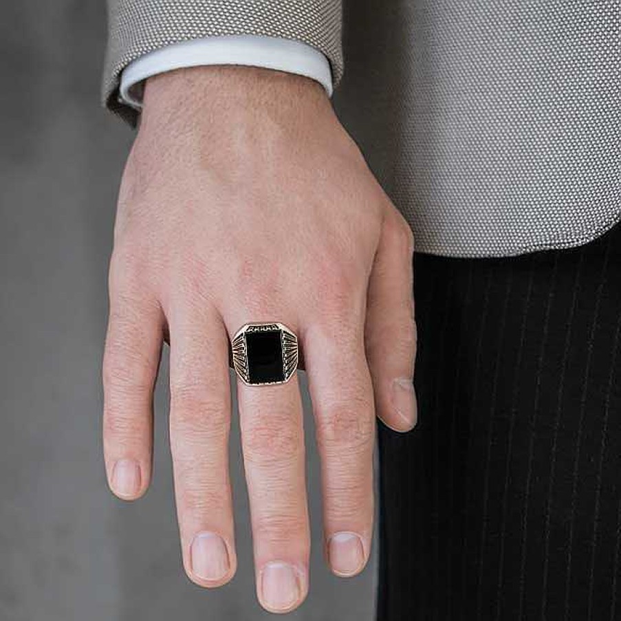 Man Monte Cristo | Rectangle Onyx Ring