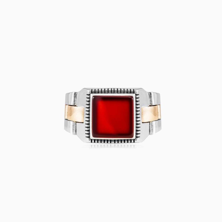 Man Monte Cristo | Square Agate Oyster Strap Ring