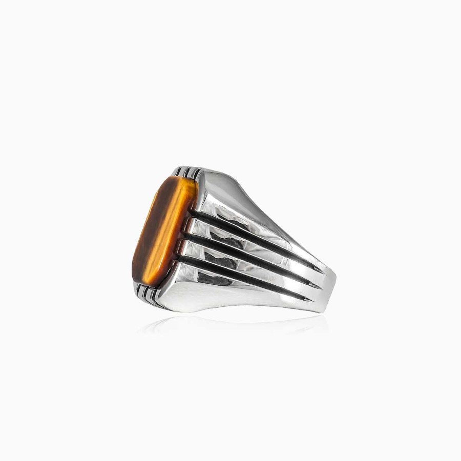 Man Monte Cristo | Rectangle Retro Tiger Eye Ring