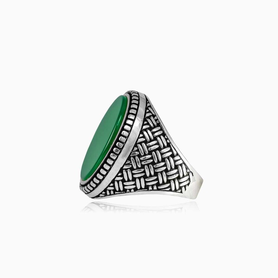 Man Monte Cristo | Braided Green Jade Ring