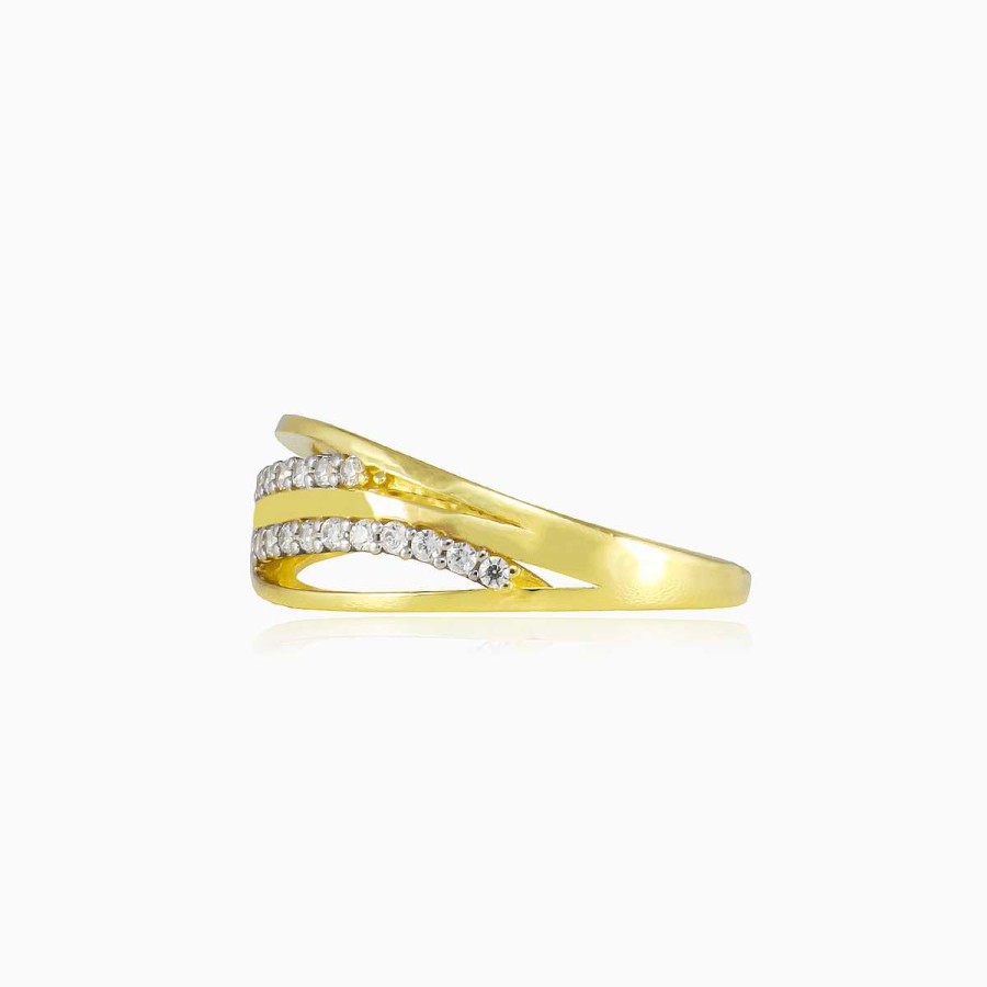 Woman Monte Cristo | Double Crystal Waves Gold Ring