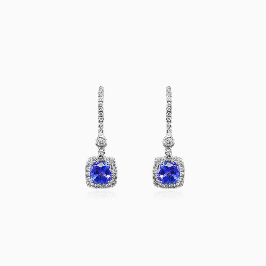 Woman Monte Cristo | Dangling Cushion Tanzanite Earrings