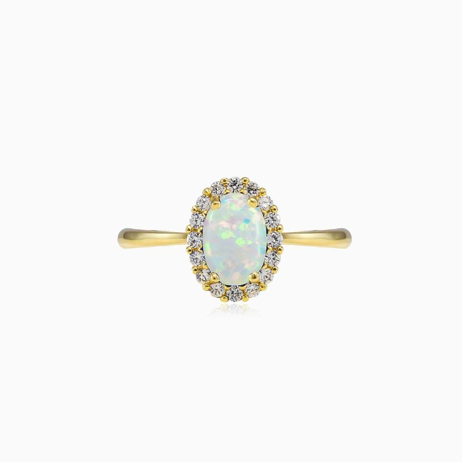 Woman Monte Cristo | Oval Halo White Opal Ring