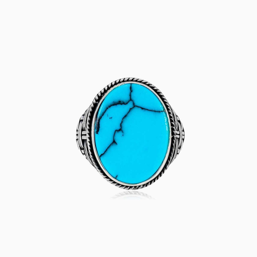 Man Monte Cristo | Threaded Oval Turquoise Ring