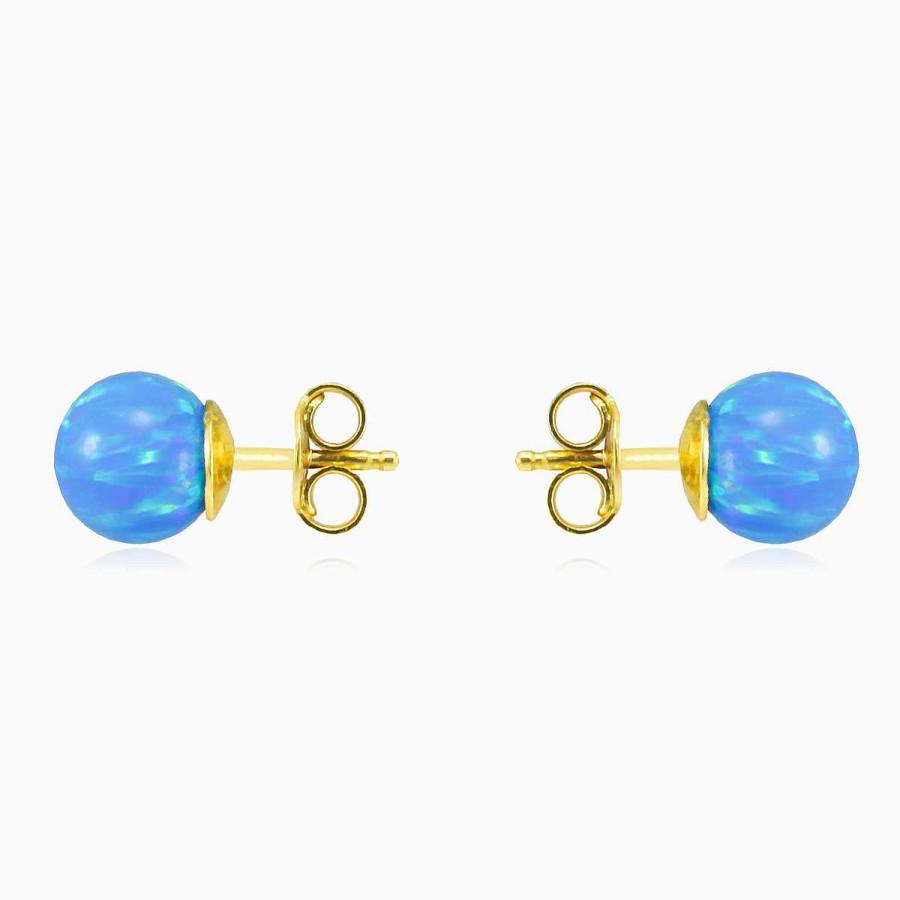 Woman Monte Cristo | Blue Opal Ball Gold Studs