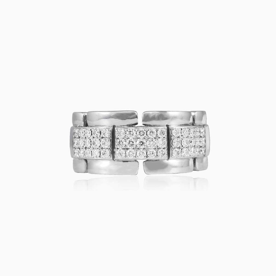 Man Monte Cristo | Link White Gold Diamond Men Ring