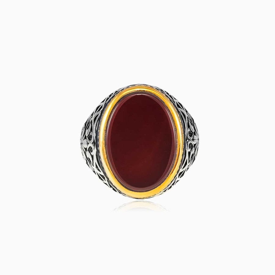 Man Monte Cristo | Oriental Flat Agate Ring