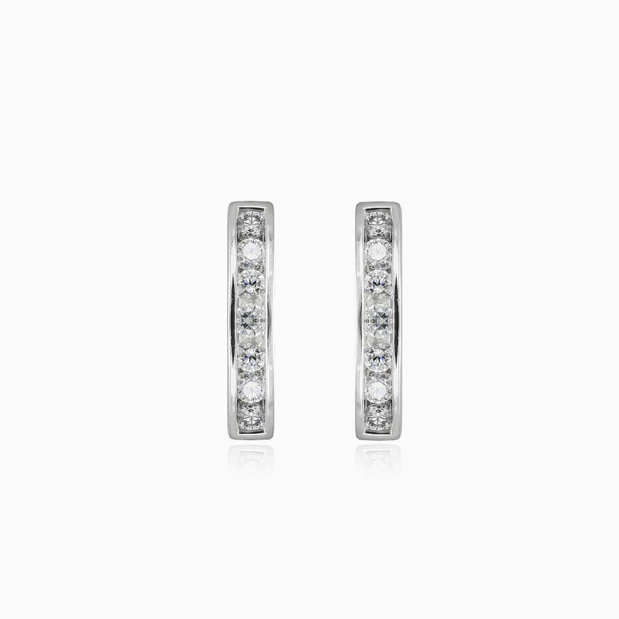 Woman Monte Cristo | Channel-Set White Gold Earrings