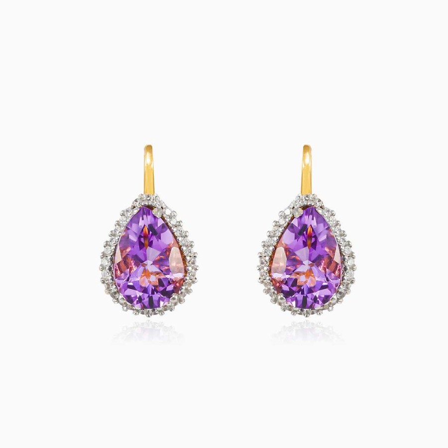 Woman Monte Cristo | Pear-Cut Amethyst Rose Gold Earrings