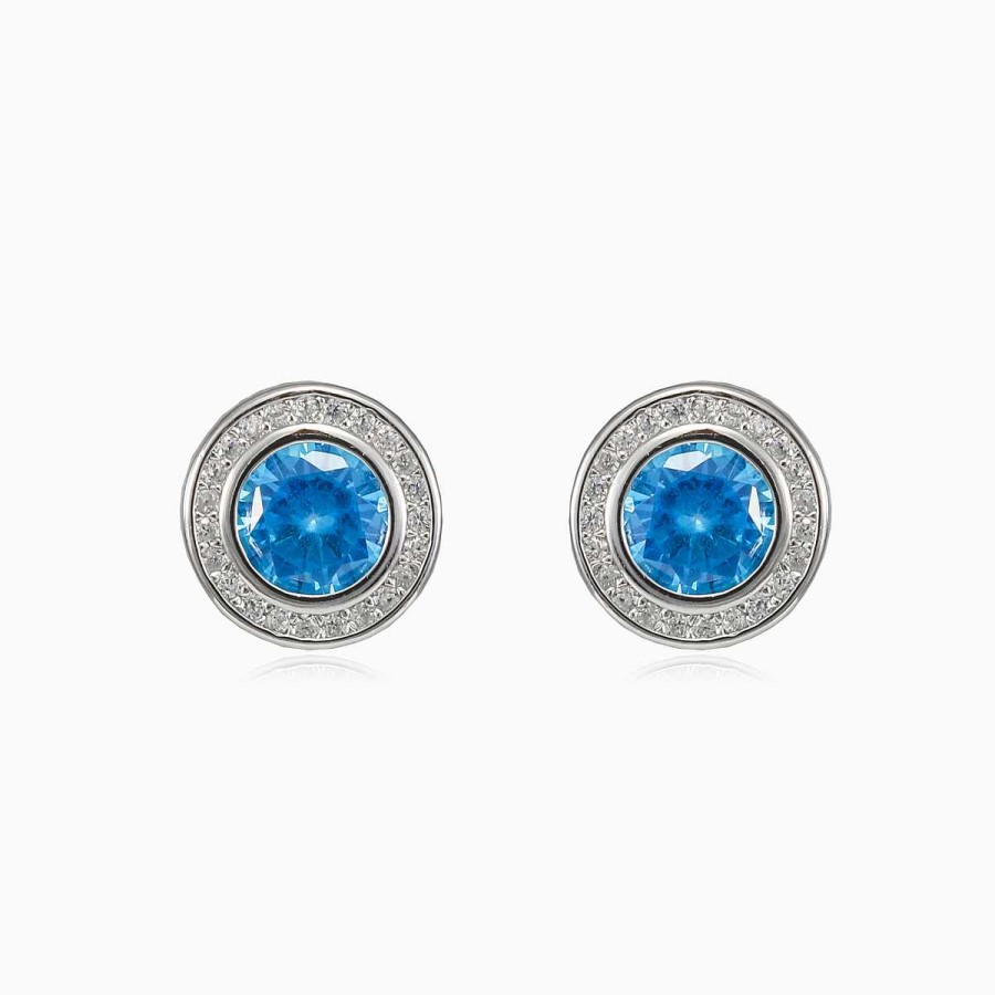 Woman Monte Cristo | Bezel Halo Topaz Stud Earrings