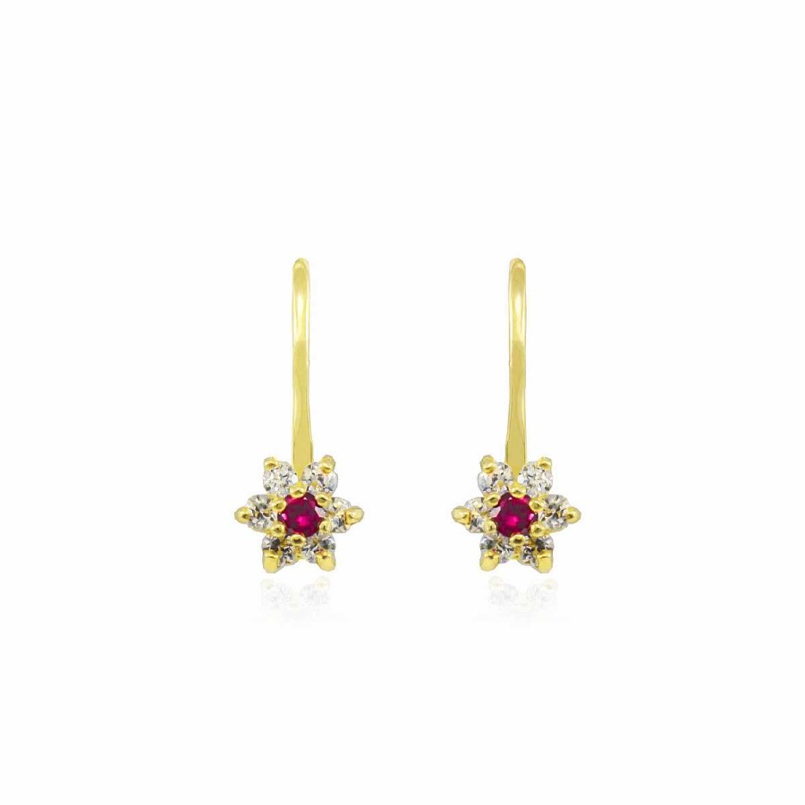 Woman Monte Cristo | Red Flower Crystal Gold Earrings