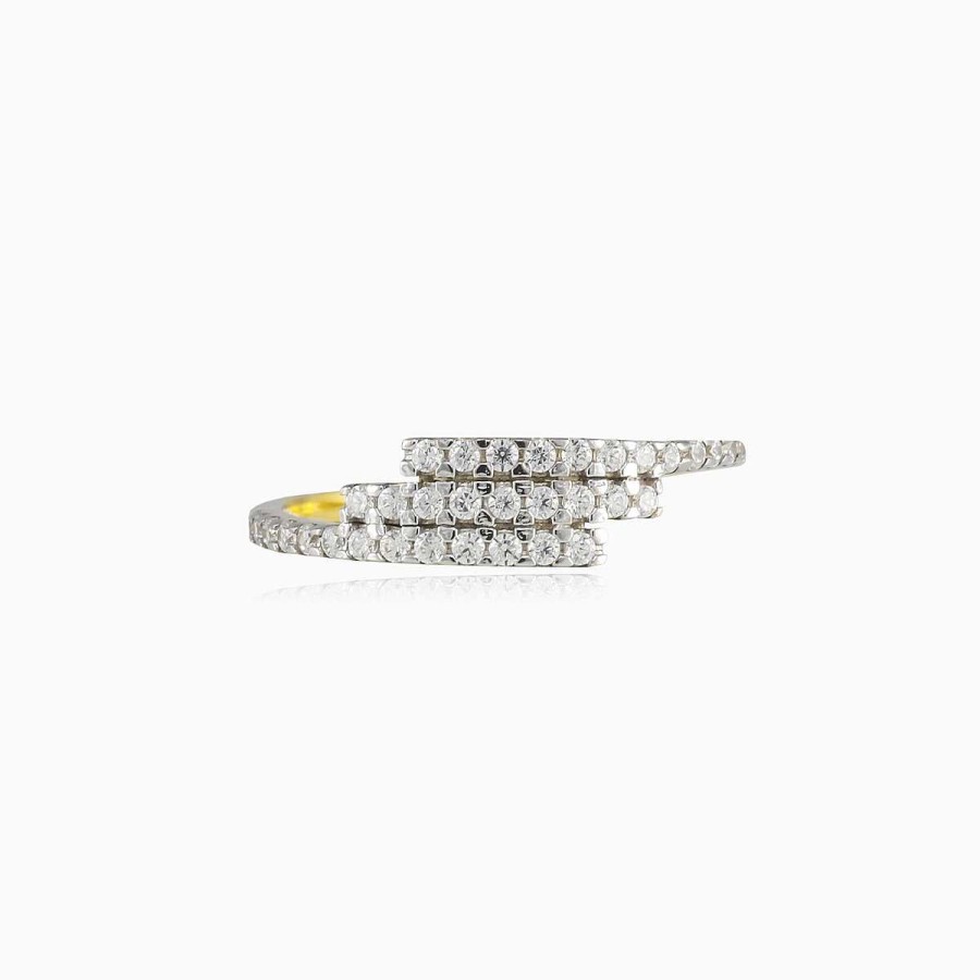 Woman Monte Cristo | Three Crystal Lines Gold Ring