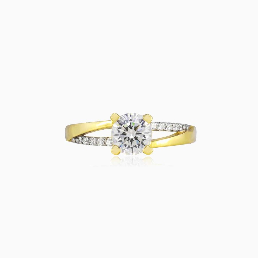 Woman Monte Cristo | Accent Double-Lined Gold Ring