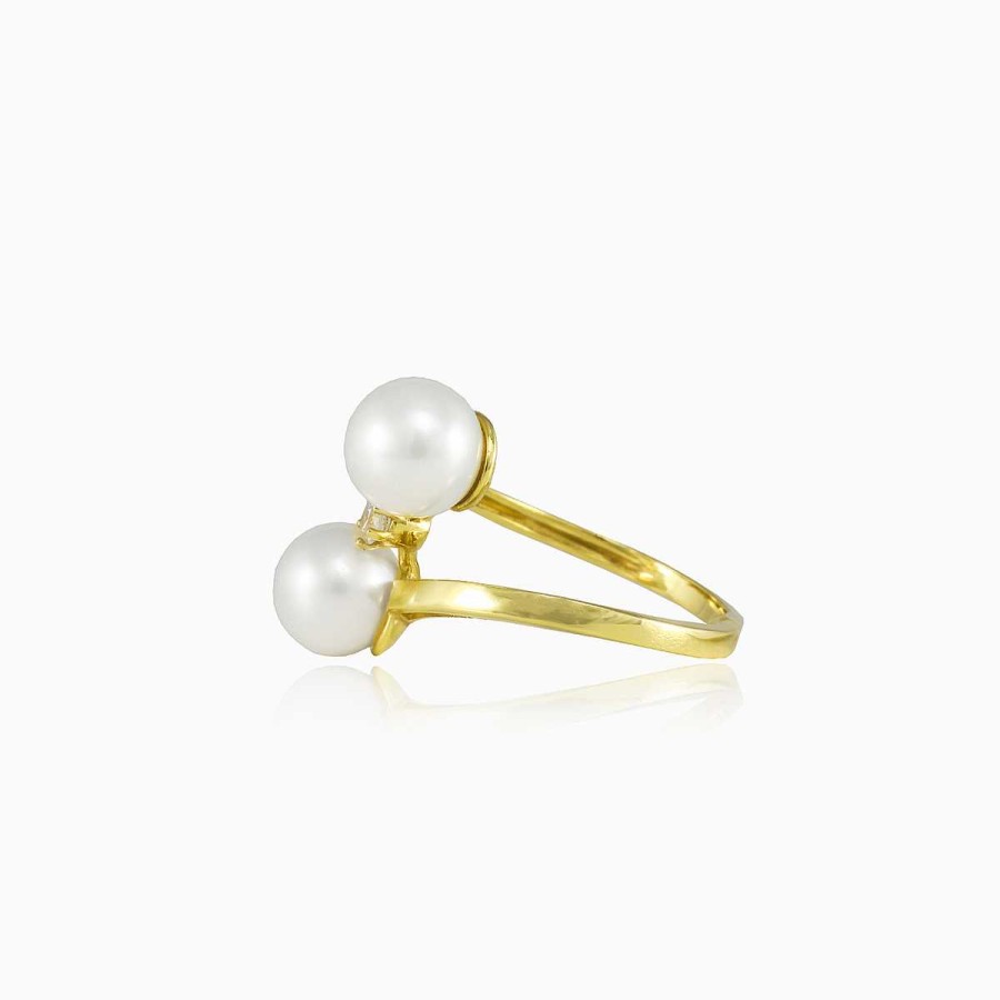 Woman Monte Cristo | Twisted Double Pearl Gold Ring