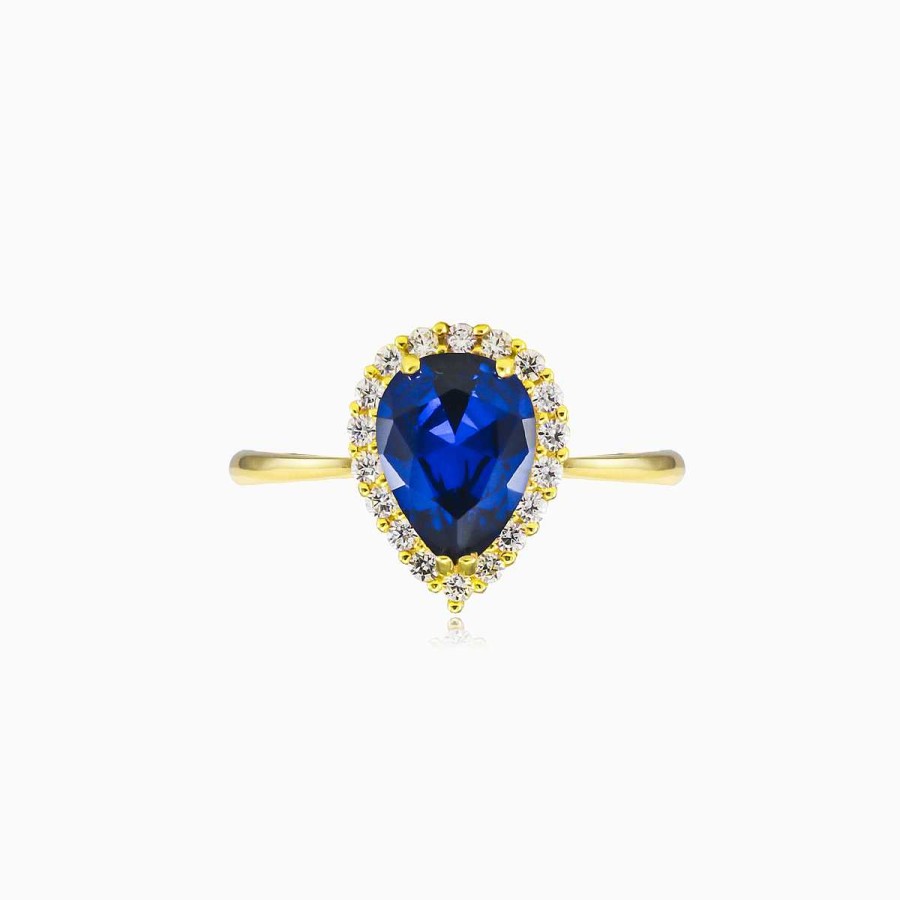 Woman Monte Cristo | Pear-Cut Blue Quartz Gold Ring