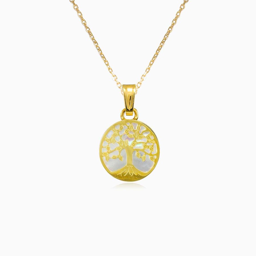 Woman Monte Cristo | Tree Of Life And Nacre Gold Pendant