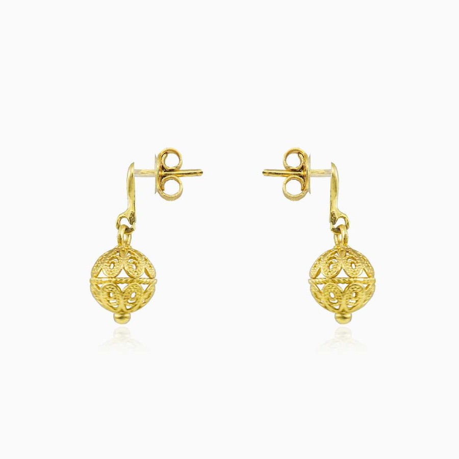 Woman Monte Cristo | Filigree Ball Gold Earrings